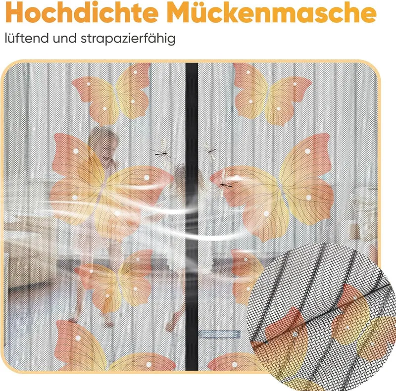 Sekey Fliegengitter Balkontür – Magnetischer Insektenschutz ohne Bohren, reißfest & wetterfest, lichtdurchlässig, mit extra starken Magneten & 4 cm Klettband – Schwarz