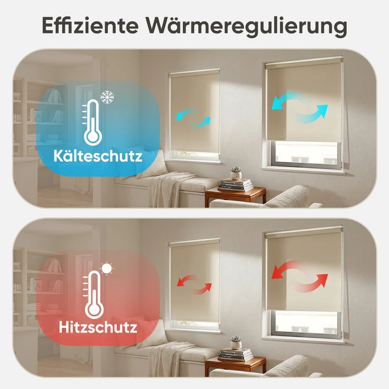 Sekey Klemmfix Verdunkelungsrollo ohne Bohren – Seitenzugrollo blickdicht, Sonnenschutz & UV-Schutz für Fenster (Stoffbreite = Bestellbreite)