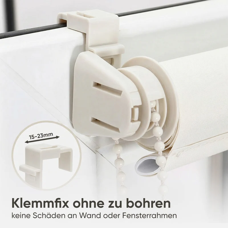 Sekey Klemmfix Verdunkelungsrollo ohne Bohren – Seitenzugrollo blickdicht, Sonnenschutz & UV-Schutz für Fenster (Stoffbreite = Bestellbreite)