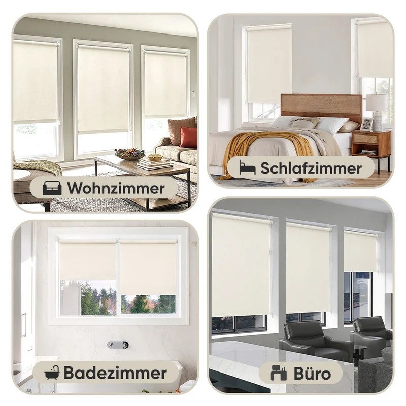 Sekey Klemmfix Verdunkelungsrollo ohne Bohren – Seitenzugrollo blickdicht, Sonnenschutz & UV-Schutz für Fenster (Stoffbreite = Bestellbreite)