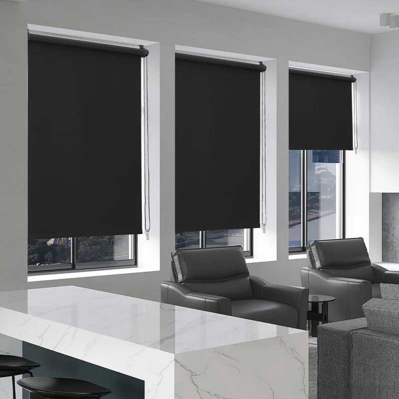 Sekey Verdunkelungsrollo ohne Bohren – Klemmfix Seitenzugrollo blickdicht & UV-Schutz, Sonnenschutz & Sichtschutz für Fenster, schwarz