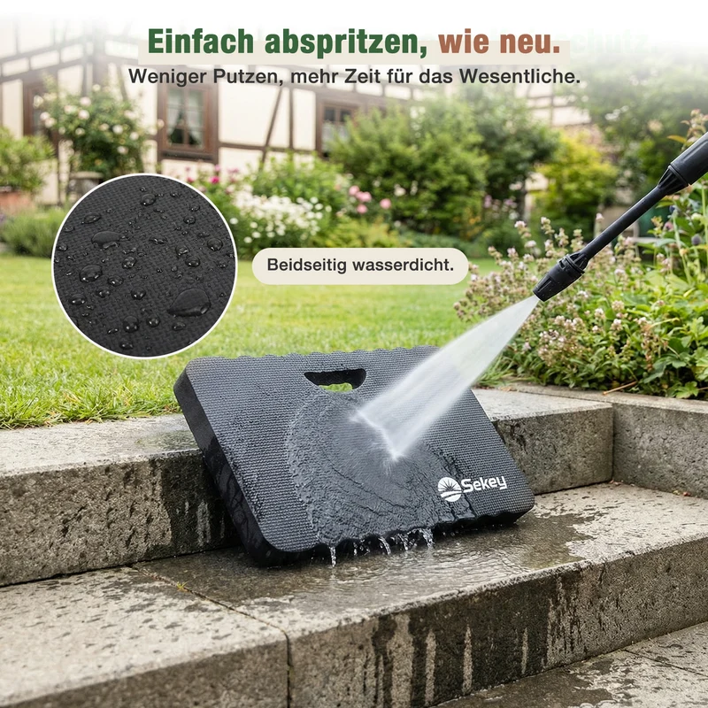 Sekey Kniekissen Gartenarbeit – 40 mm Extra Dicke Knie-Matte aus EVA, Rutschfest & Wasserfest, Multifunktionale Knieunterlage mit Griff, 43×28×4 cm