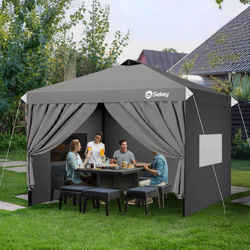 Sekey Premium Faltpavillon 3×3 m – Wasserdicht & Winterfest, Pop-Up Pavillon mit 4 Seitenwänden, Einweg-Privatsphäre-Fenstern, Schnellaufbau & UPF 50+