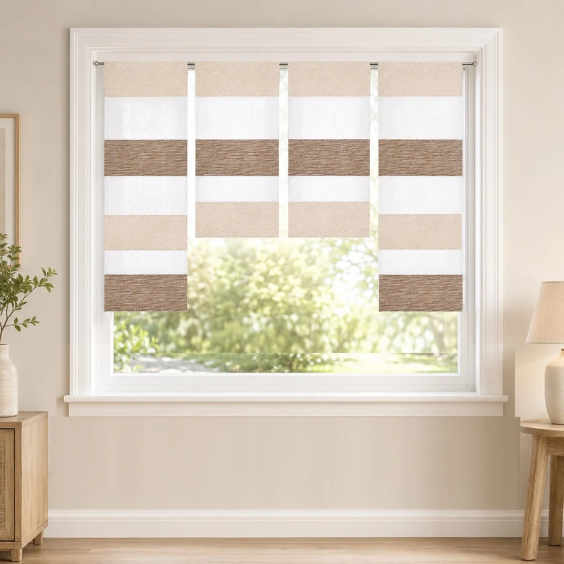 Design Mini Flächenvorhang Set beige weiß 2291-13