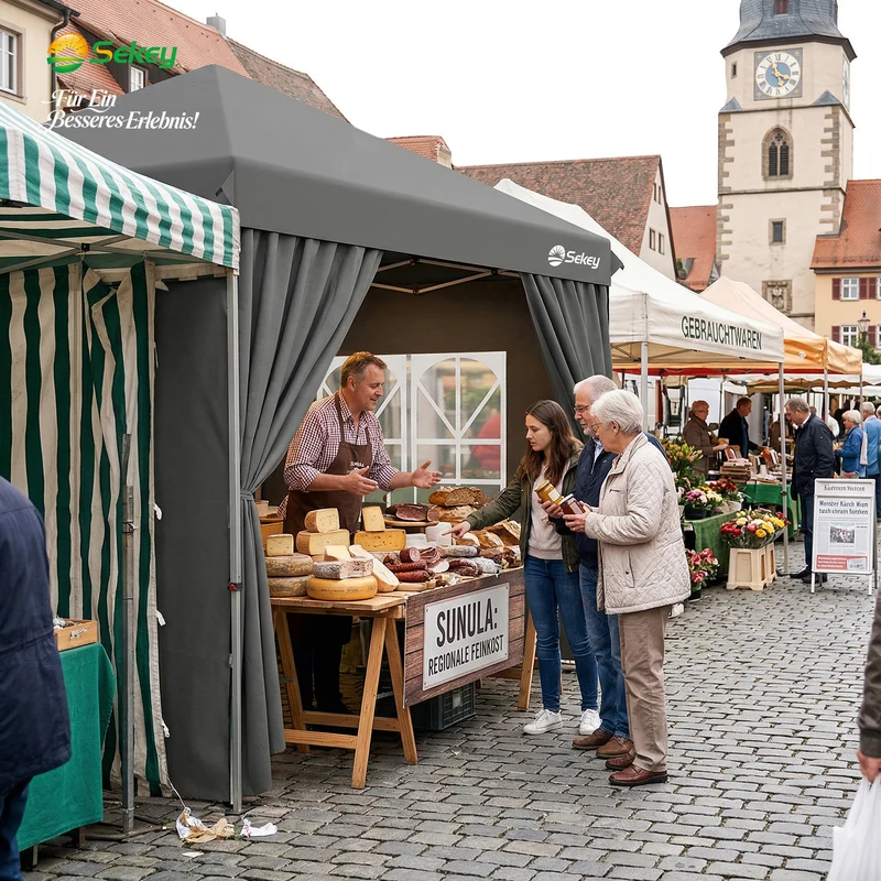 Sekey 2x2m Pop-Up Pavillon mit Seitenwänden – Wasserdicht, Windfest & Winterfest, Faltpavillon Höhenverstellbar, Partyzelt für Garten, Camping & Events