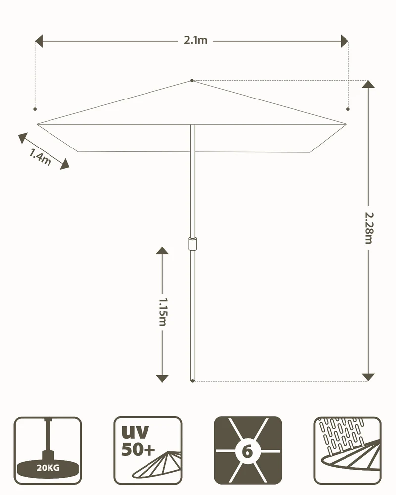 Sekey Sonnenschirm Rechteck 200x300 cm mit Kurbel & Auto-Neigung – stabiler Marktschirm 38 mm Stahlrohr, UV-Schutz, Balkon- & Gartenschirm für Terrasse