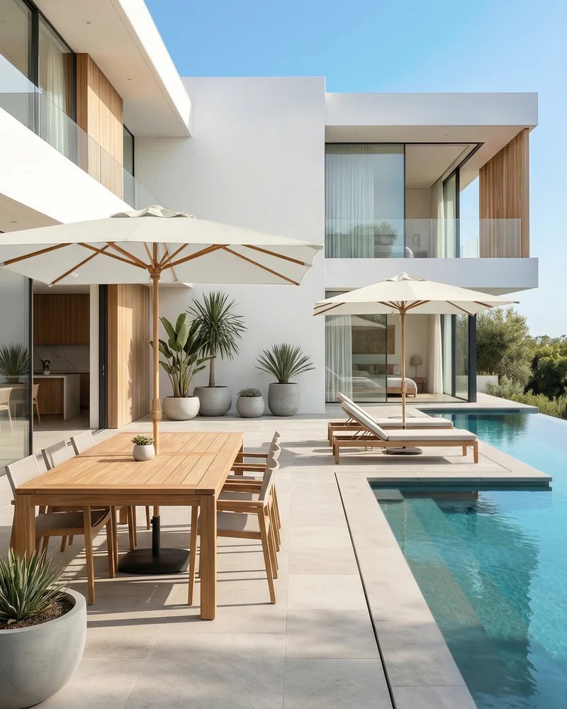 Sekey Sonnenschirm Rechteck 200x300 cm in Holzoptik – höhenverstellbar, UV50+, mit Dreh-Kippfunktion & Kurbel, Eisenmast 38 mm für Balkon, Terrasse & Garten