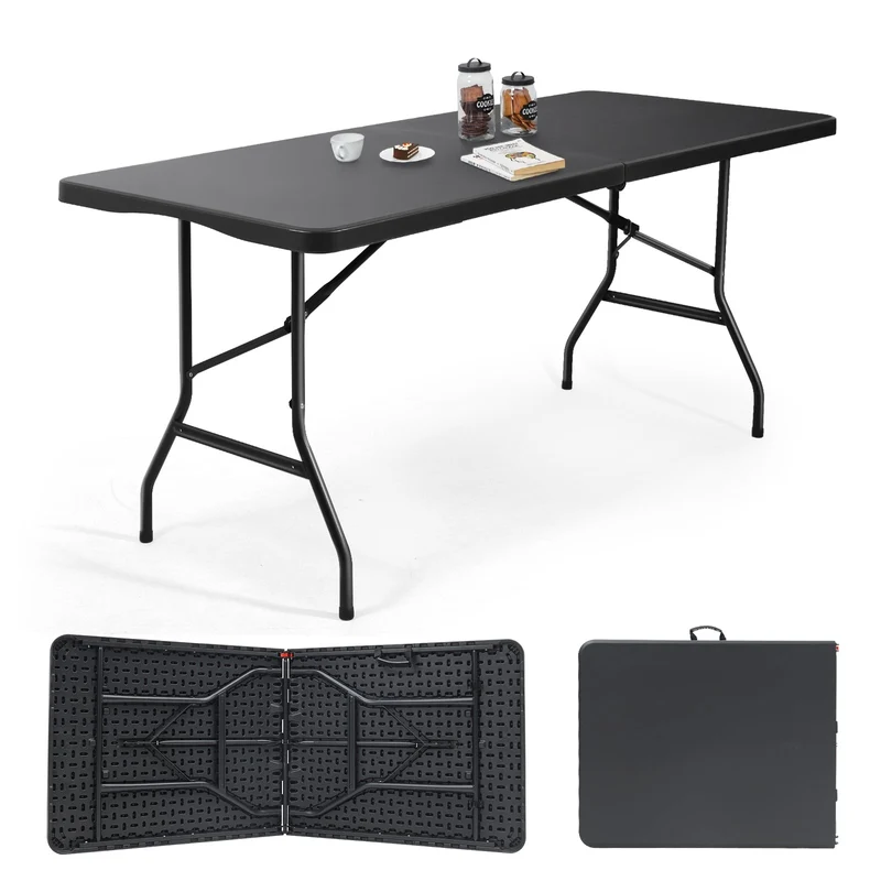 Sekey Klapptisch 152x70x74 cm – Robuster Buffettisch aus Kunststoff, tragbar mit Griff, wetterfest & faltbar – Campingtisch, Partytisch, Gartentisch für 4 Personen