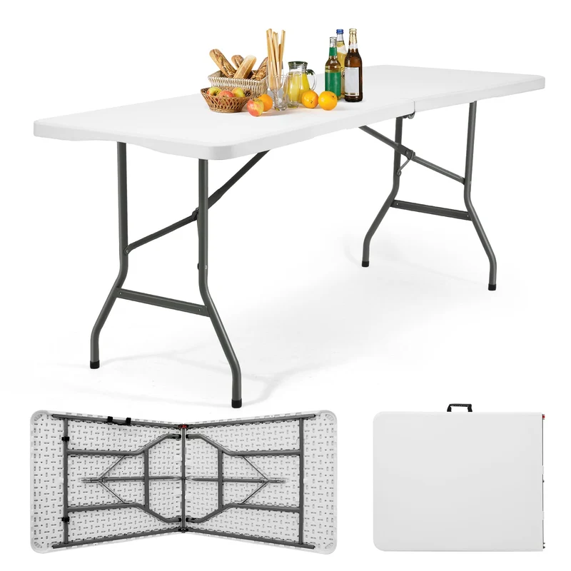 Sekey Klapptisch 152x70x74 cm – Robuster Buffettisch aus Kunststoff, tragbar mit Griff, wetterfest & faltbar – Campingtisch, Partytisch, Gartentisch für 4 Personen