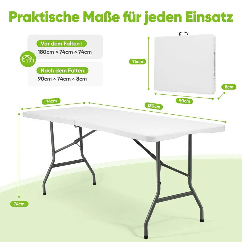 Sekey Klapptisch Gartentisch klappbar – Rattan-Optik/Glatt, wetterfest & tragbar, ideal für Balkon, Garten & Party