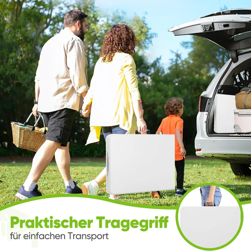 Sekey Klapptisch Gartentisch klappbar – Rattan-Optik/Glatt, wetterfest & tragbar, ideal für Balkon, Garten & Party