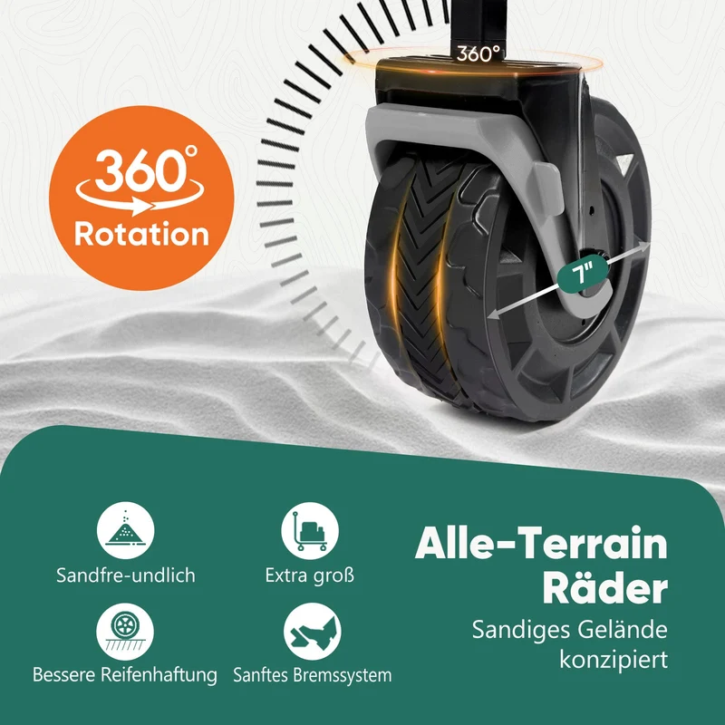 Sekey Faltbarer Transportwagen mit 200 kg Belastbarkeit – Robuster Bollerwagen mit Blasformreifen für Strand & Garten