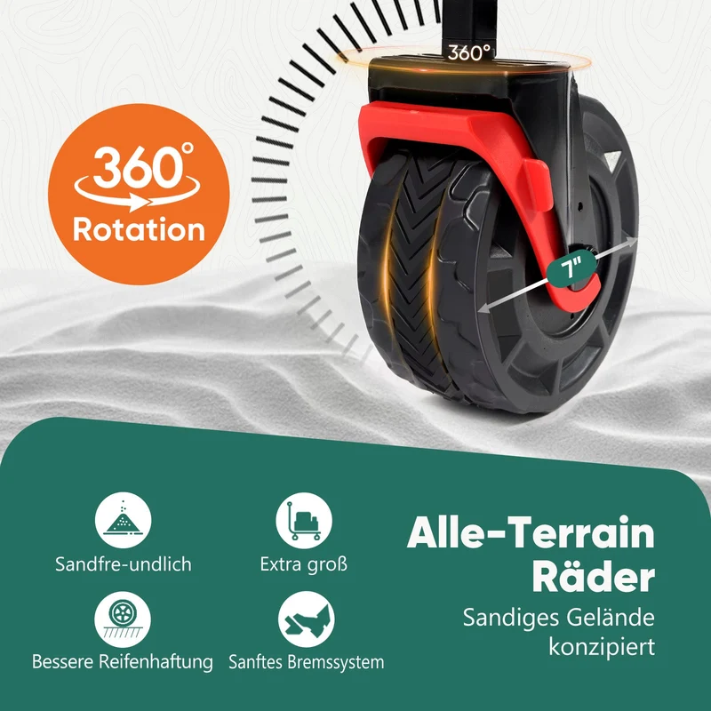 Sekey Faltbarer Transportwagen mit 200 kg Belastbarkeit – Robuster Bollerwagen mit Blasformreifen für Strand & Garten