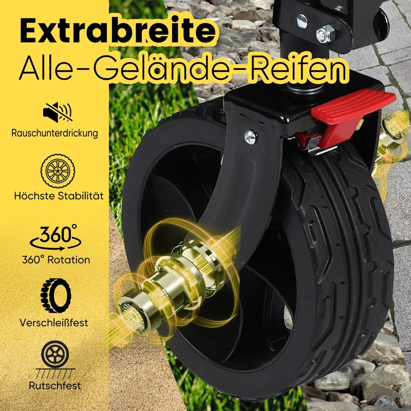 Sekey 4020 Faltbarer Bollerwagen 150kg mit Bremsen & Breitreifen – Robuster Handwagen für Gelände & Outdoor