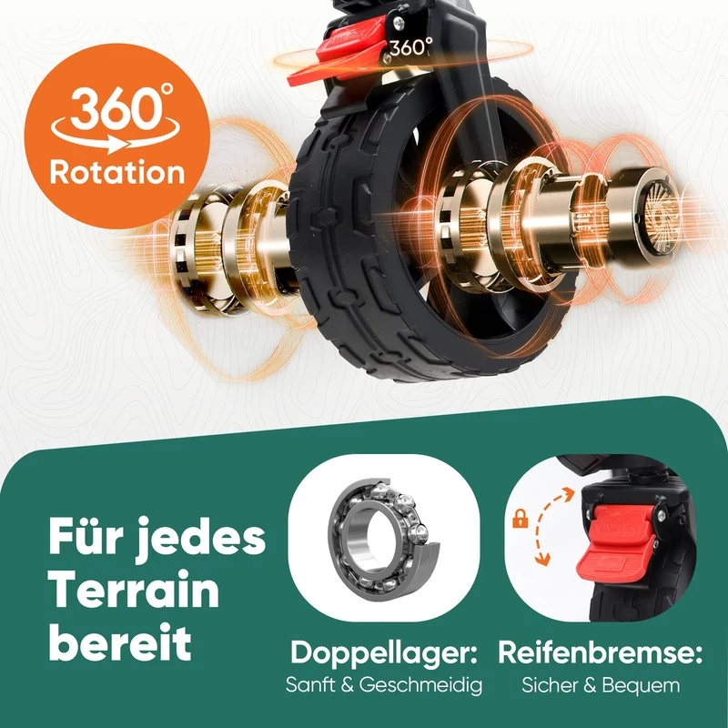 Faltbarer Handwagen 120 kg Traglast – Kompakter Bollerwagen mit verlängerbarem Griff (bis 124 cm), ideal für Outdoor & Transport
