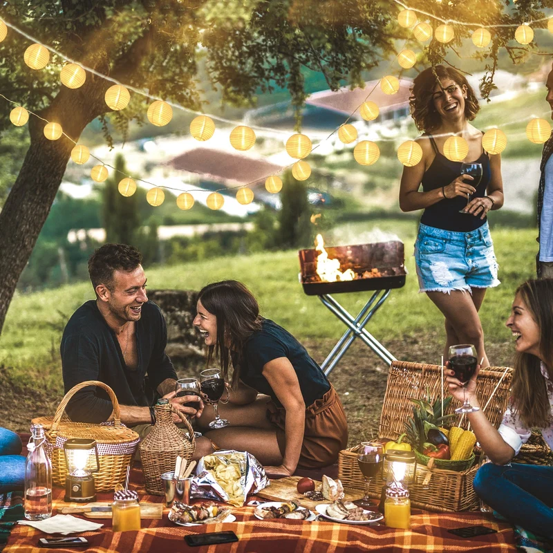 Salcar LED Laternen Lichterkette Outdoor mit Batterie – Timer & 8 Modi, Wetterfest für Hochzeit, Garten, Balkon, Terrasse
