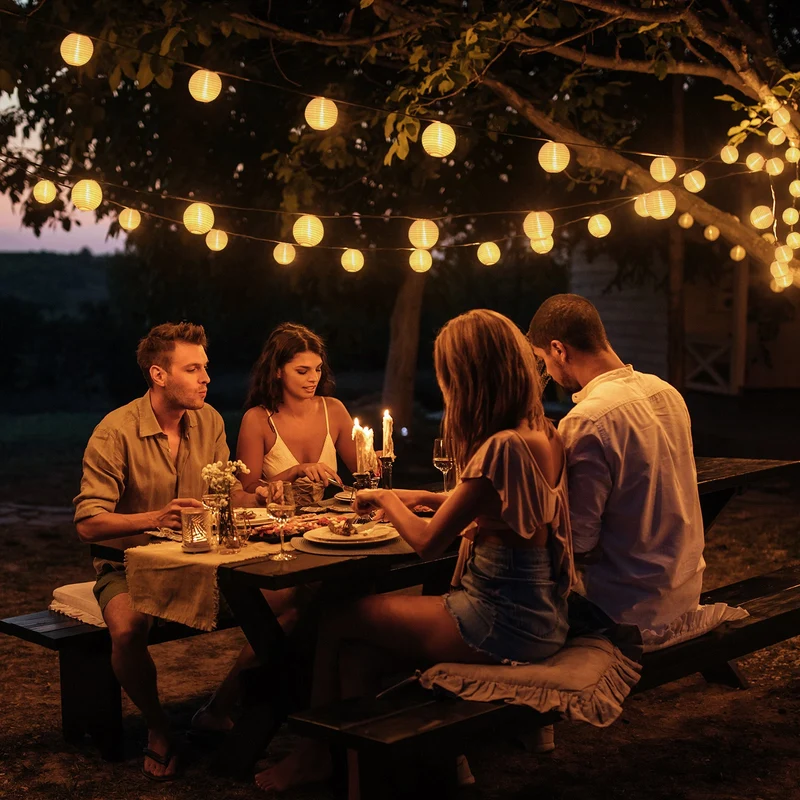 Salcar LED Laternen Lichterkette Outdoor mit Batterie – Timer & 8 Modi, Wetterfest für Hochzeit, Garten, Balkon, Terrasse