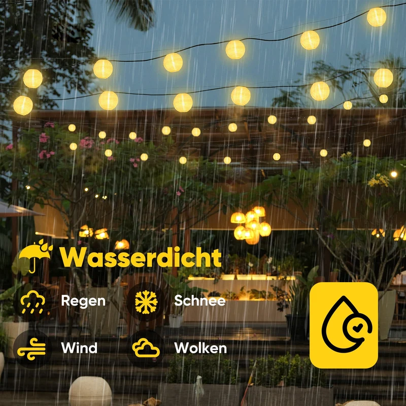 Salcar LED Laternen Lichterkette Outdoor mit Batterie – Timer & 8 Modi, Wetterfest für Hochzeit, Garten, Balkon, Terrasse