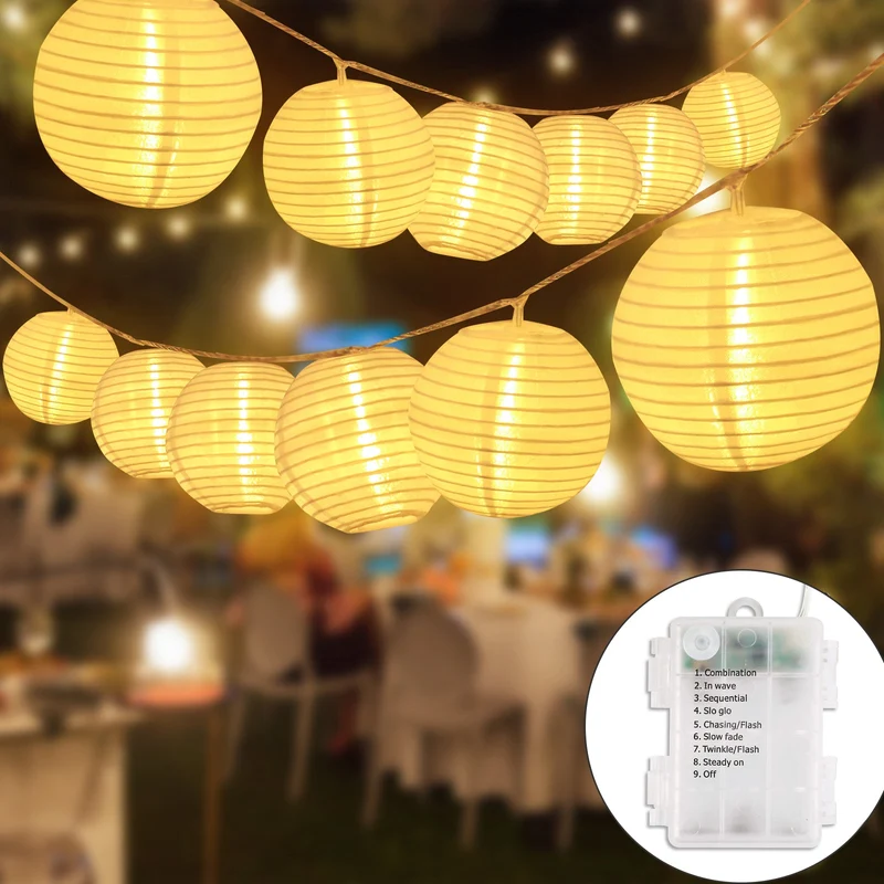 Salcar LED Laternen Lichterkette Outdoor mit Batterie – Timer & 8 Modi, Wetterfest für Hochzeit, Garten, Balkon, Terrasse
