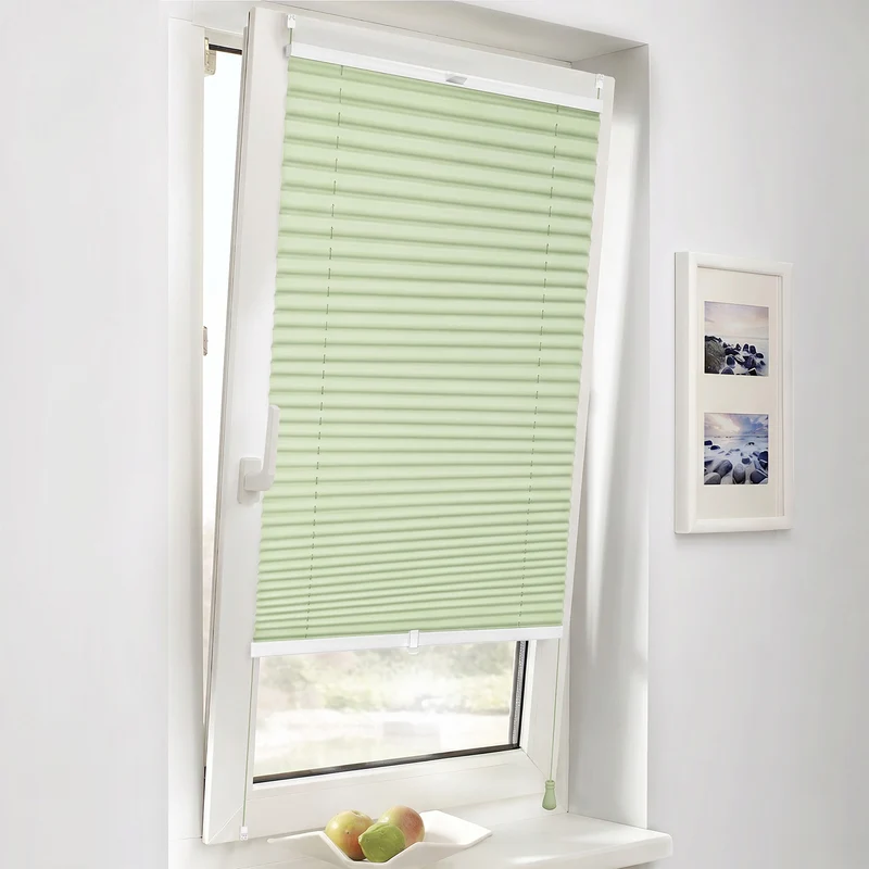 Sekey Plissee ohne Bohren Grün – Klemmfix Faltrollo blickdicht, Lichtschutz Plissee für Fenster & Tür mit Klemmträger