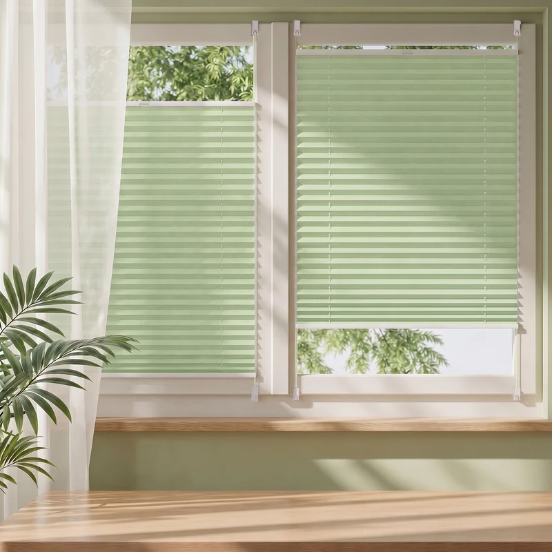 Sekey Plissee ohne Bohren Grün – Klemmfix Faltrollo blickdicht, Lichtschutz Plissee für Fenster & Tür mit Klemmträger