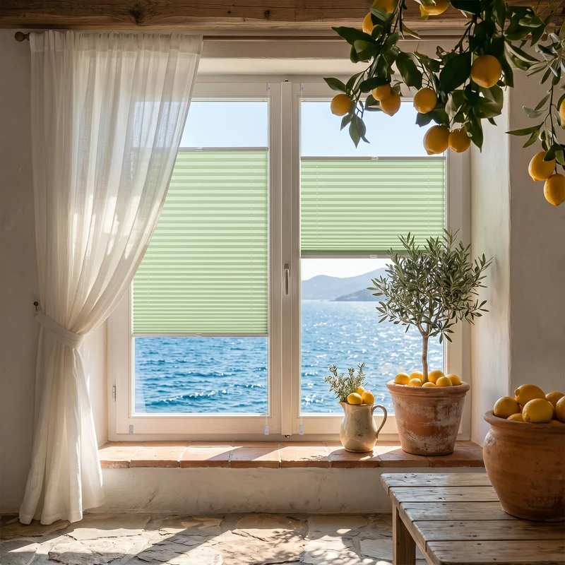 Sekey Plissee ohne Bohren Grün – Klemmfix Faltrollo blickdicht, Lichtschutz Plissee für Fenster & Tür mit Klemmträger