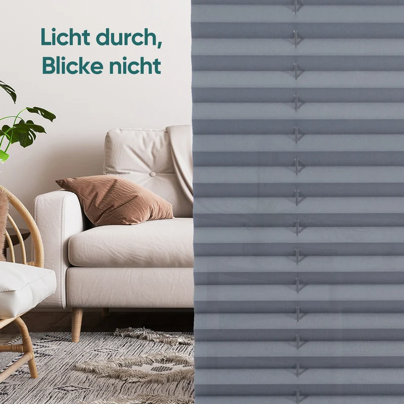 Sekey Plissee ohne Bohren Klemmfix – Lichtschutz & Sichtschutz für Fenster und Tür | Dunkelgrau