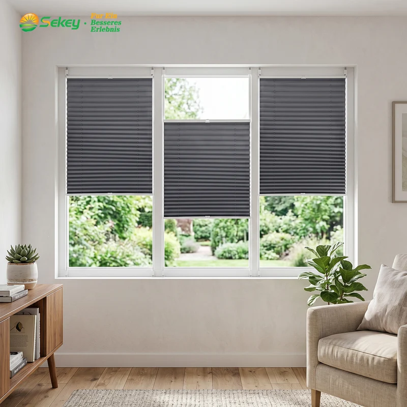 Sekey Plissee ohne Bohren Klemmfix – Lichtschutz & Sichtschutz für Fenster und Tür | Dunkelgrau