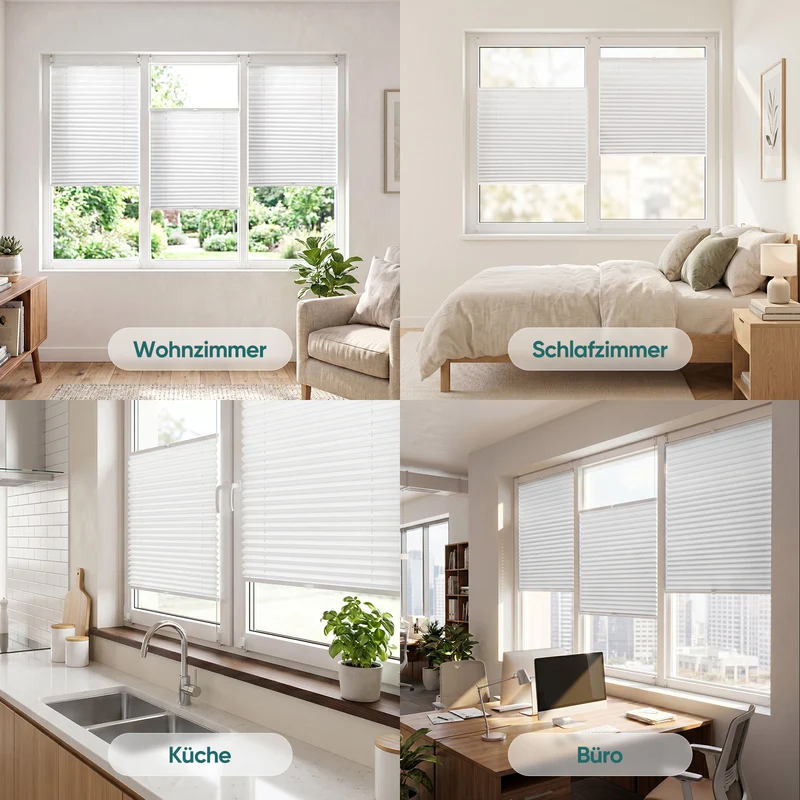 Sekey Plissee ohne Bohren Klemmfix – Lichtschutz & Sichtschutz für Fenster und Tür | Weiß