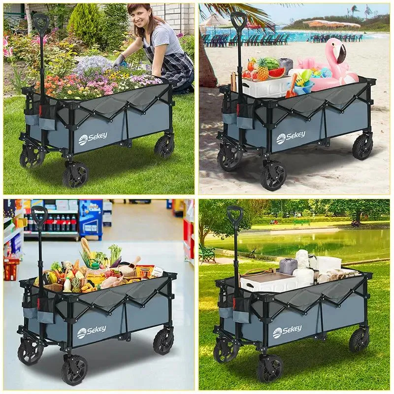 Sekey 120L /135 Faltbarer Bollerwagenmit Bremsen Handwagen Geländereifen