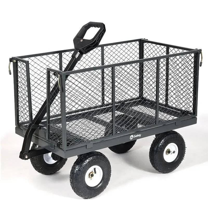 Sekey 200L / 500KG Gartenwagen mit abnehmbaren Seitenteilen und Gummiluftreifen