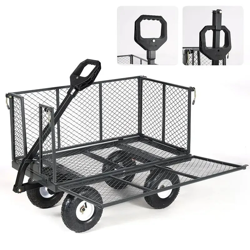 Sekey 200L / 500KG Gartenwagen mit abnehmbaren Seitenteilen und Gummiluftreifen