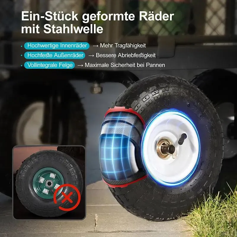 Sekey 200L / 500KG Gartenwagen mit abnehmbaren Seitenteilen und Gummiluftreifen