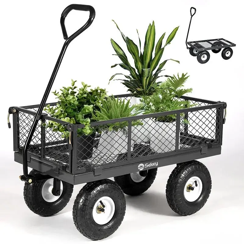 Sekey 100L / 300KG Gartenwagen mit abnehmbaren Seitenteilen und Gummiluftreifen