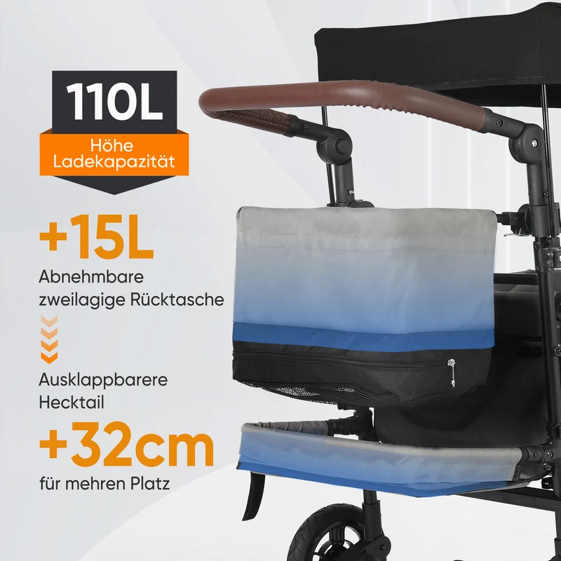 Sekey 150KG Faltbarer Bollerwagenmit Dach, Bollerwagen Kinder Handwagen, 5050