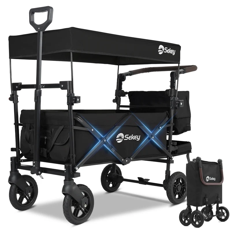 Sekey 150KG Faltbarer Bollerwagenmit Dach, Bollerwagen Kinder Handwagen, 5050