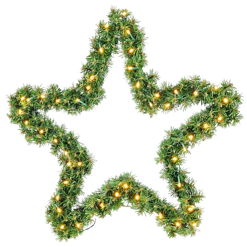 Salcar Weihnachtsstern aus PVC mit warmweißer LED-Lichterkette – 40 cm / 55 cm, mit Batteriefach & Timer, wetterfest für Innen und Außen