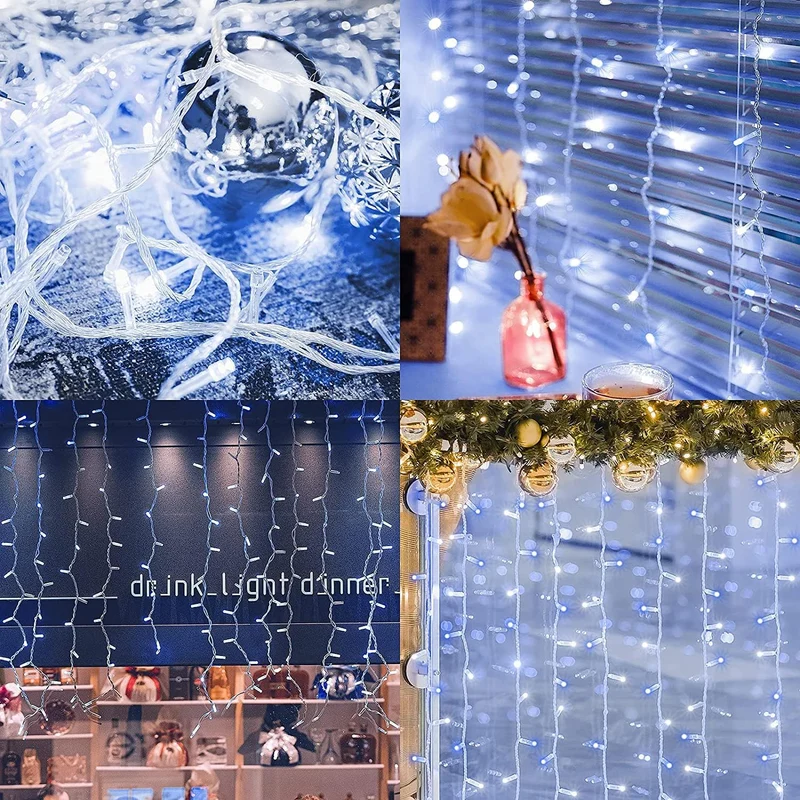 Salcar 5m/10m LED Eisregen Lichterkette Außen – 200 LEDs/ 400 LEDs mit Fernbedienung, 8 Modi & IP44 Wasserschutz, LED-Lichtervorhang für Weihnachten, Pavillon, Balkon & Innen/Deko
