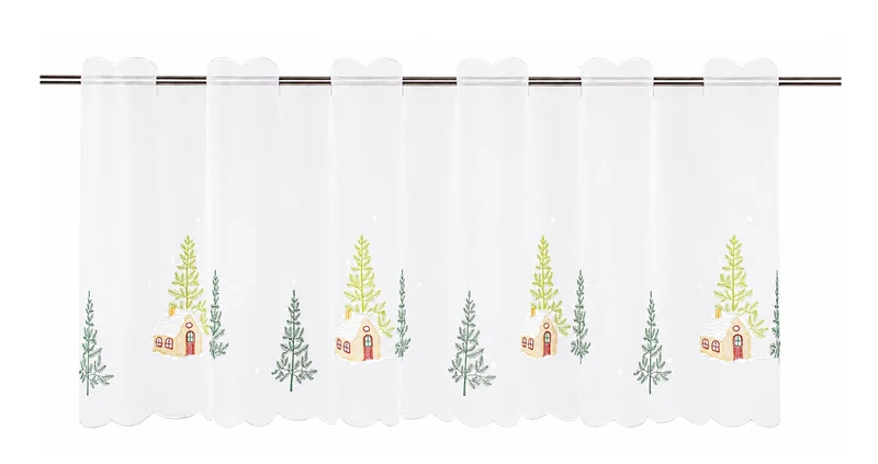 Scheibengardine bestickt Winterlandschaft BxH 48x140cm