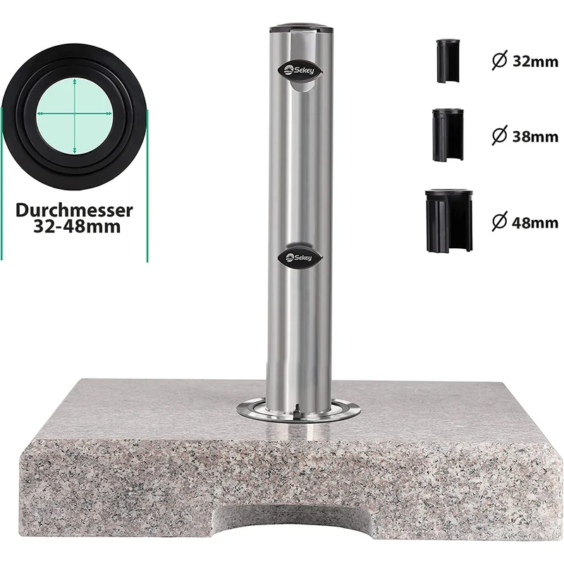 Sekey Granit Sonnenschirmständer 25 kg – Rechteckiger Betonschirmständer für Balkon & Terrasse