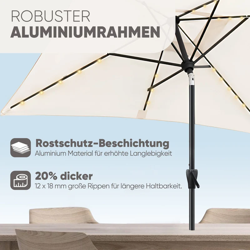 Sekey Sonnenschirm 210 x 140 cm Aluminum Sonnenschirm Rechteckig, mit Kurbel