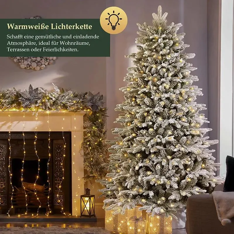 Salcar 180 Künstlicher Weihnachtsbaum mit Schnee, Holzständer, mit 908 Spitzen aus PVC und PE