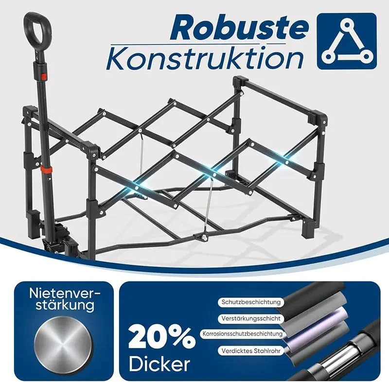 Sunula 80L / 100KG Faltbarer Bollerwagen, mit Bremsen, Halbiertem Eigengewicht