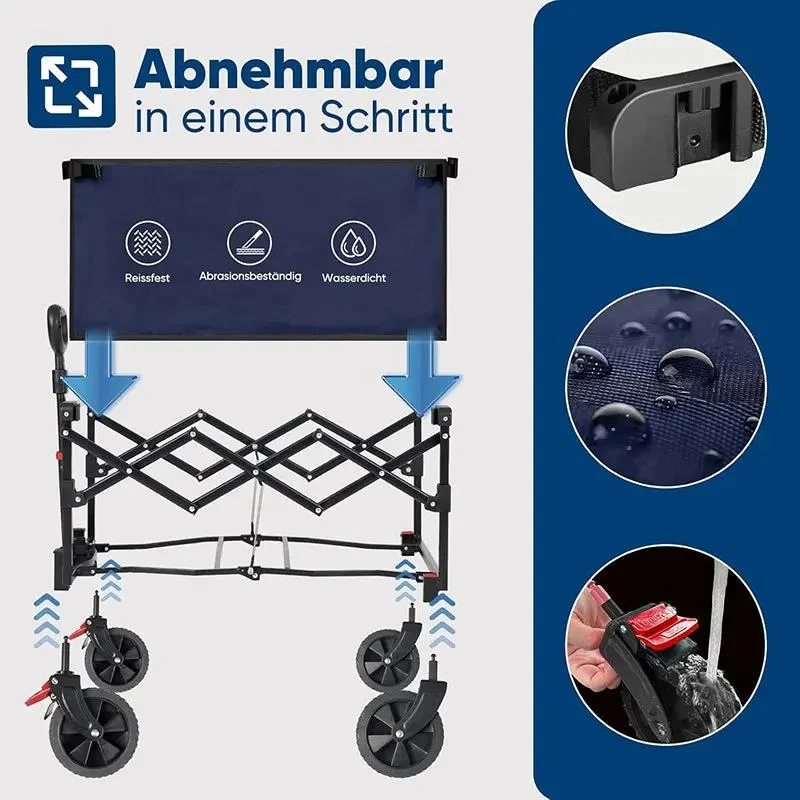Sunula 80L / 100KG Faltbarer Bollerwagen, mit Bremsen, Halbiertem Eigengewicht