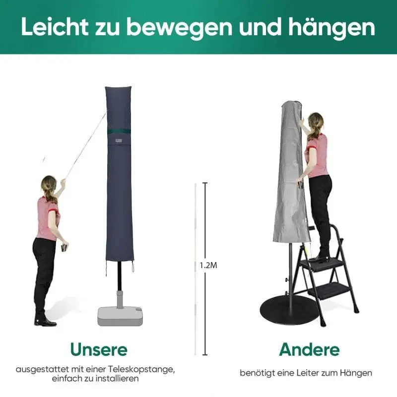 Sekey 190 x 30/50 cm Schutzhülle für 350 cm Sonnenschirm, aus Polyester-Gewebe