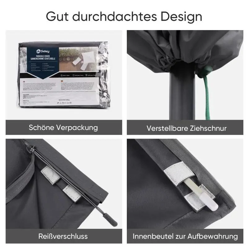 Sekey 190 x 30/50 cm Schutzhülle für 350 cm Sonnenschirm, aus Polyester-Gewebe