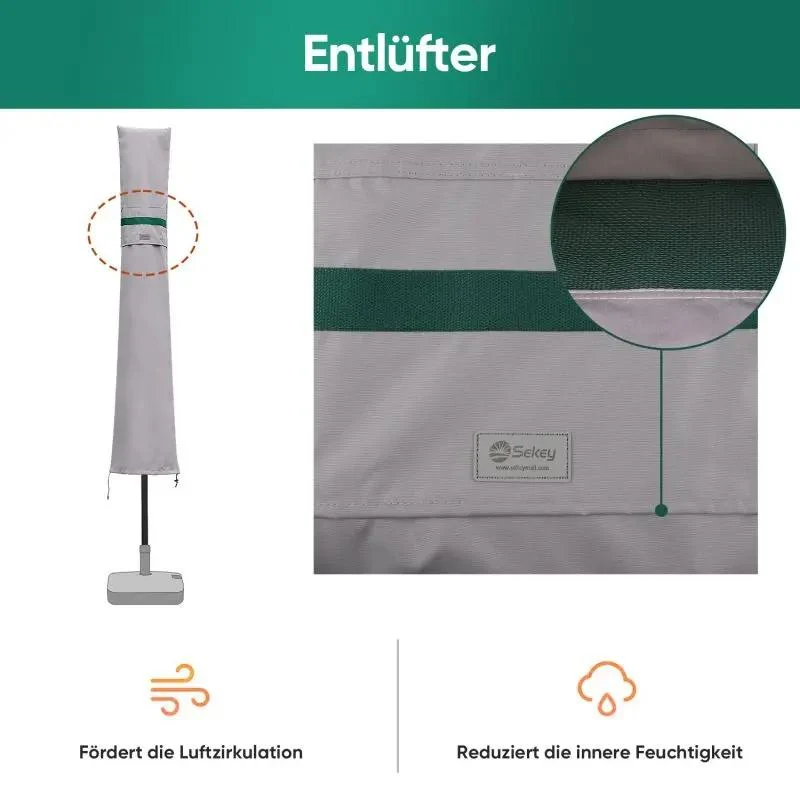 Sekey 190 x 30/50 cm Schutzhülle für 350 cm Sonnenschirm, aus Polyester-Gewebe