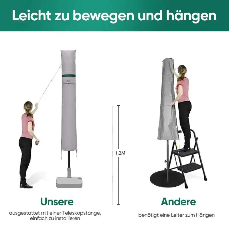 Sekey 190 x 30/50 cm Schutzhülle für 350 cm Sonnenschirm, aus Polyester-Gewebe