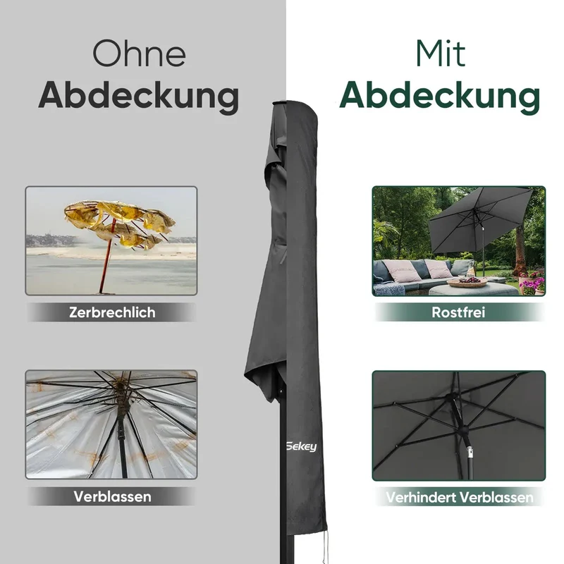 Sekey 190 x 30/50 cm Schutzhülle für 350 cm Sonnenschirm, aus Polyester-Gewebe