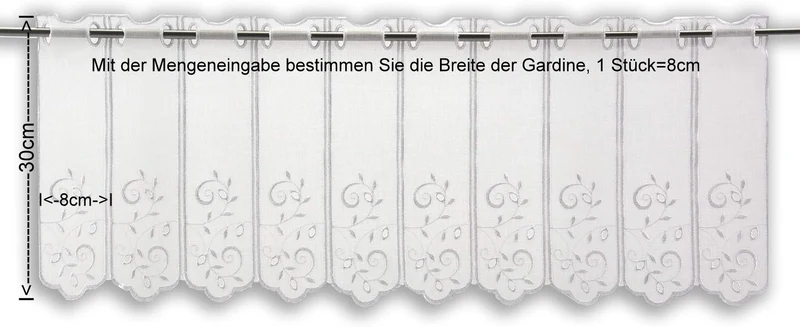 Scheibengardine bestickt weiß Ranke nach Maß